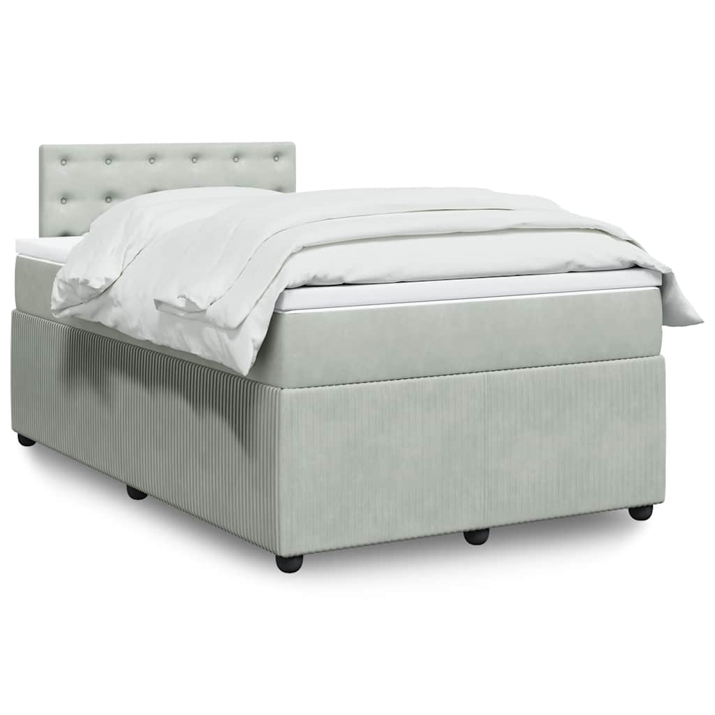 Κρεβάτι Boxspring με Στρώμα Ανοιχτό Γκρι 120x200 εκ. Βελούδινο - Pakobazaar