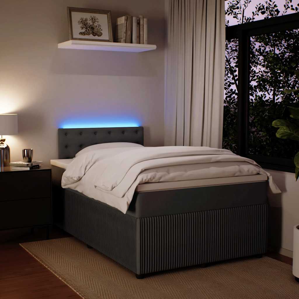 Κρεβάτι Boxspring με Στρώμα Σκούρο Γκρι 120x200 εκ. Βελούδινο - Pakobazaar