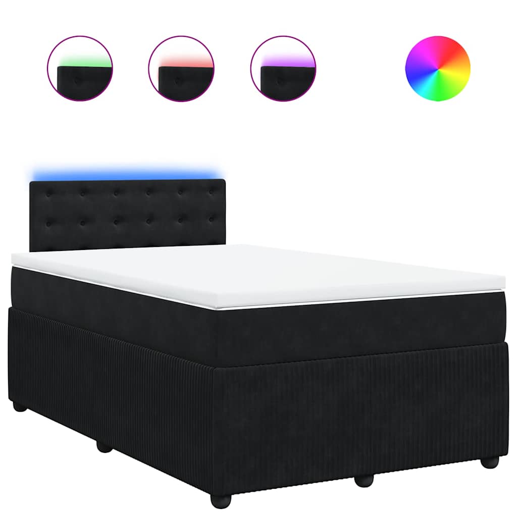 Κρεβάτι Boxspring με Στρώμα Μαύρο 120 x 200 εκ. Βελούδινο