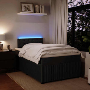 Κρεβάτι Boxspring με Στρώμα Μαύρο 120 x 200 εκ. Βελούδινο