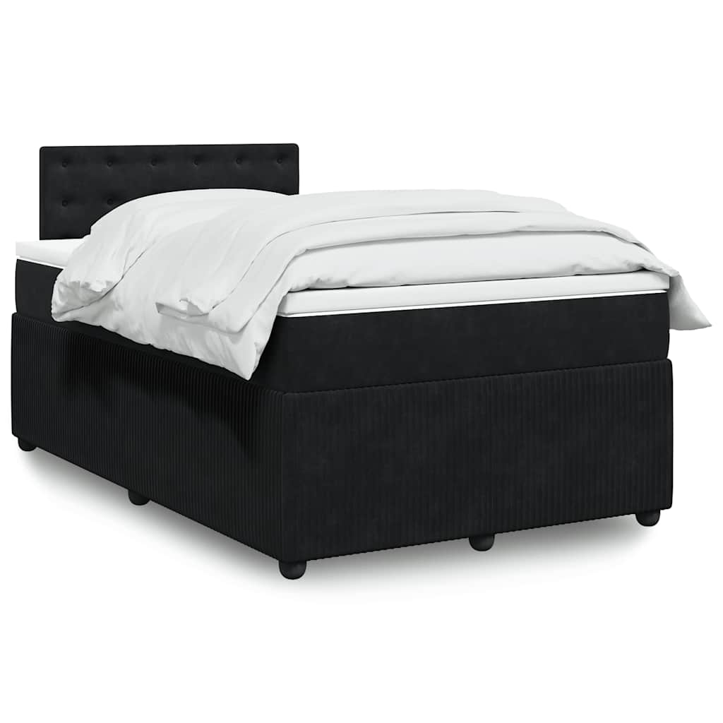 Κρεβάτι Boxspring με Στρώμα Μαύρο 120 x 200 εκ. Βελούδινο