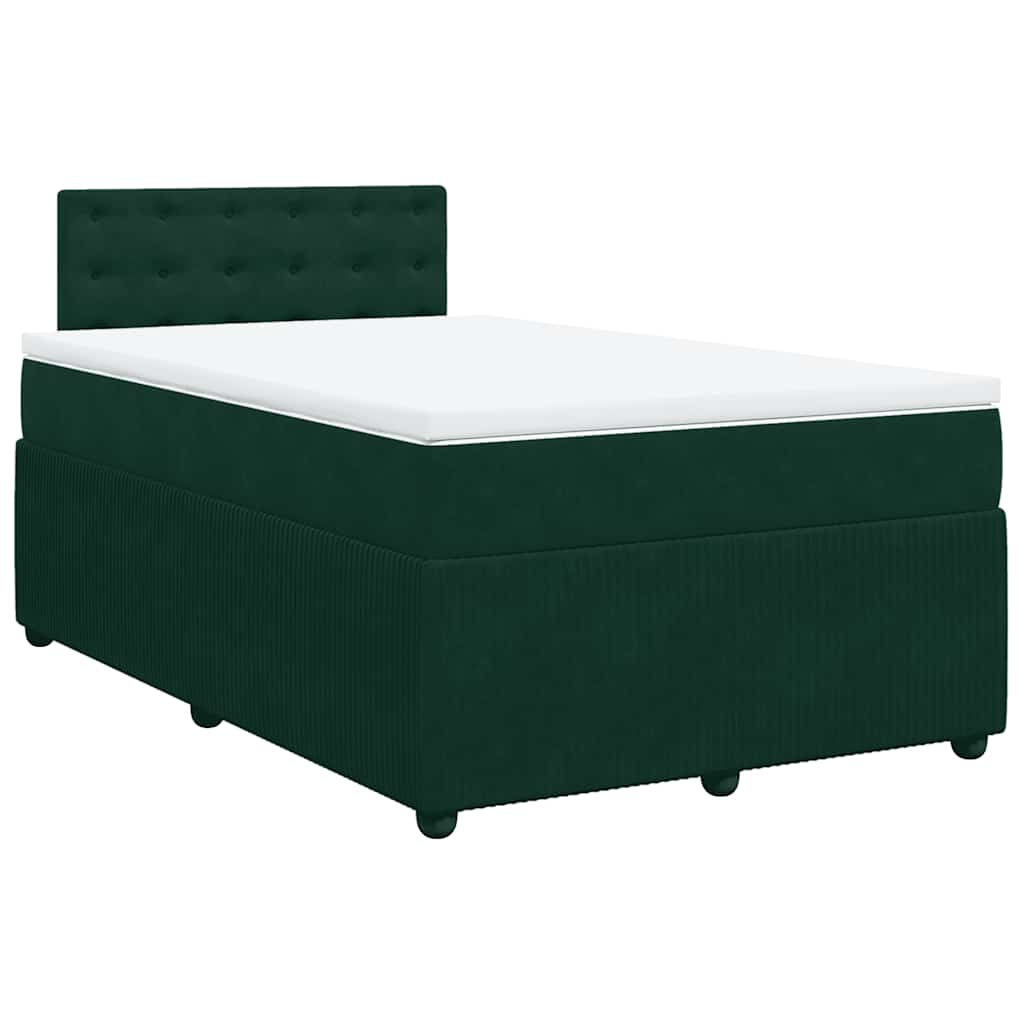 Κρεβάτι Boxspring με Στρώμα Σκούρο Πράσινο 120x200εκ. Βελούδινο - Pakobazaar