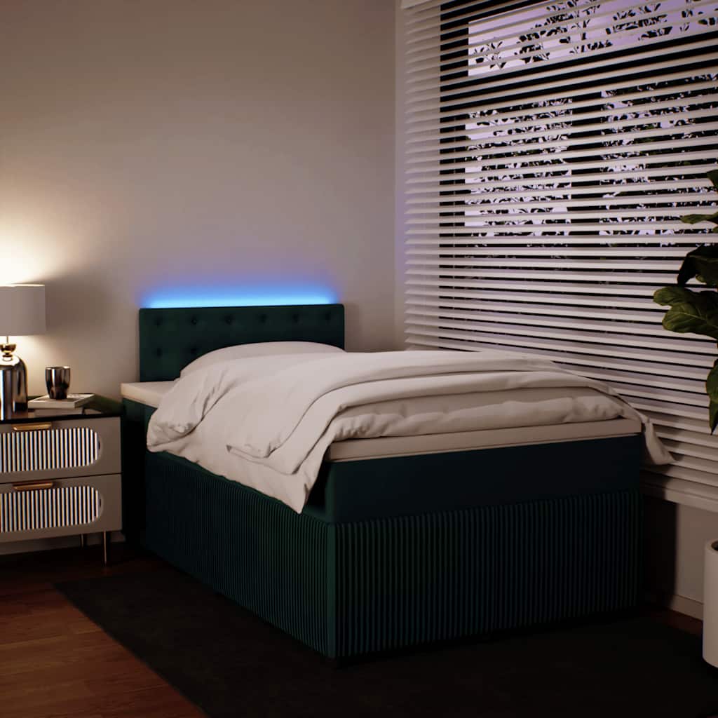 Κρεβάτι Boxspring με Στρώμα Σκούρο Πράσινο 120x200εκ. Βελούδινο - Pakobazaar