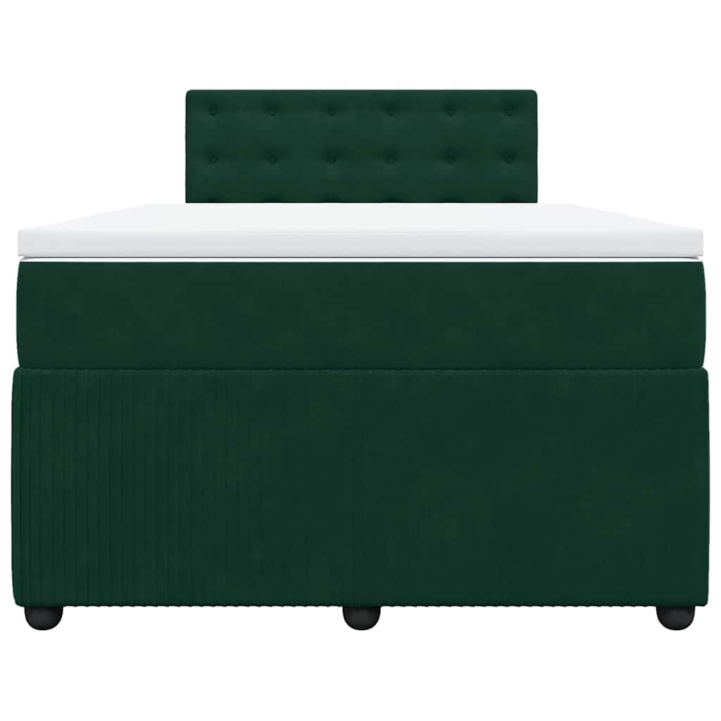 Κρεβάτι Boxspring με Στρώμα Σκούρο Πράσινο 120x200εκ. Βελούδινο - Pakobazaar