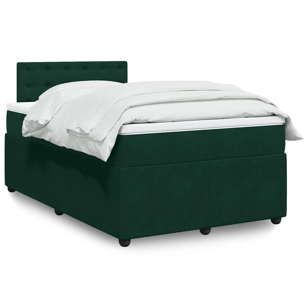 Κρεβάτι Boxspring με Στρώμα Σκούρο Πράσινο 120x200εκ. Βελούδινο - Pakobazaar