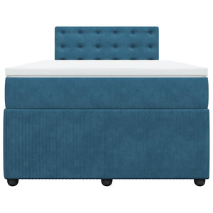 Κρεβάτι Boxspring με Στρώμα Μπλε 120x200 εκ. Βελούδινο - Pakobazaar