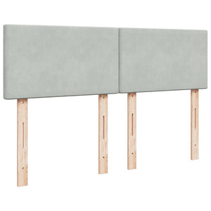 Κρεβάτι Boxspring με Στρώμα Ανοιχτό Γκρι 140x190 εκ. Βελούδινο - Pakobazaar