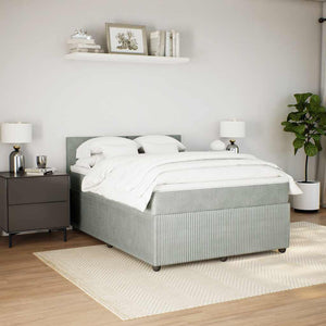 Κρεβάτι Boxspring με Στρώμα Ανοιχτό Γκρι 140x190 εκ. Βελούδινο - Pakobazaar