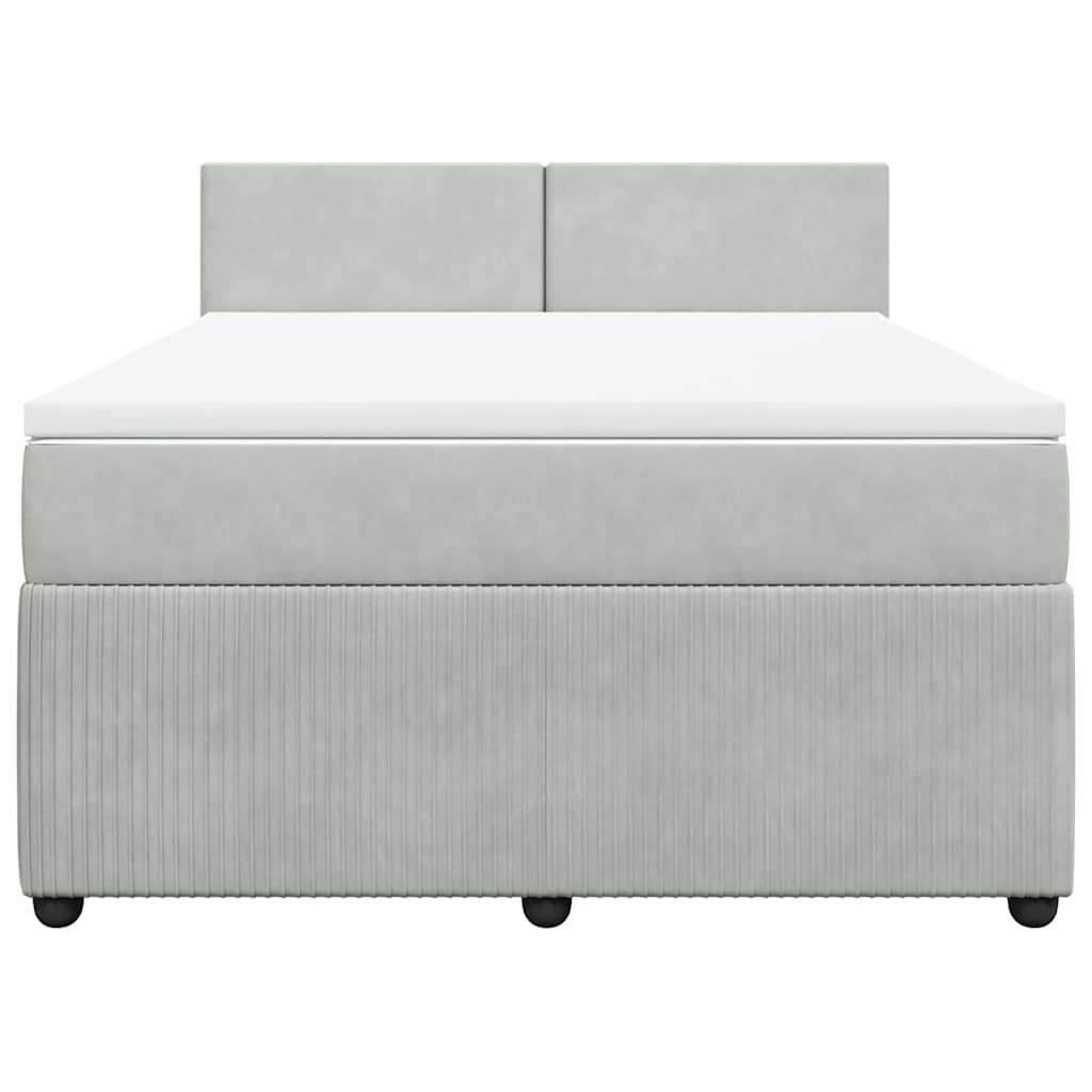 Κρεβάτι Boxspring με Στρώμα Ανοιχτό Γκρι 140x190 εκ. Βελούδινο - Pakobazaar