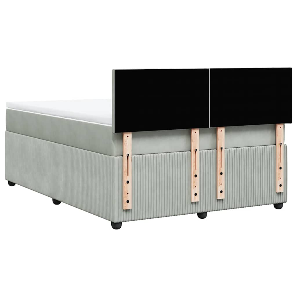 Κρεβάτι Boxspring με Στρώμα Ανοιχτό Γκρι 140x190 εκ. Βελούδινο - Pakobazaar