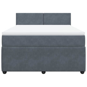 Κρεβάτι Boxspring με Στρώμα Σκούρο Γκρι 140x190 εκ. Βελούδινο - Pakobazaar