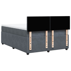 Κρεβάτι Boxspring με Στρώμα Σκούρο Γκρι 140x190 εκ. Βελούδινο - Pakobazaar