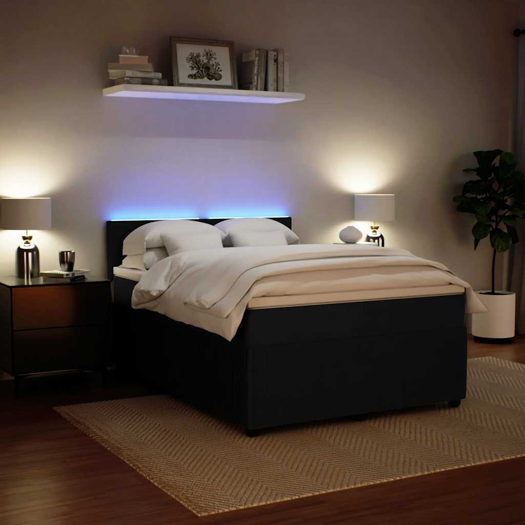 Κρεβάτι Boxspring με Στρώμα Μαύρο 140x190 εκ. Βελούδινο - Pakobazaar