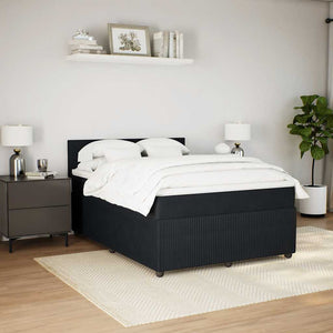 Κρεβάτι Boxspring με Στρώμα Μαύρο 140x190 εκ. Βελούδινο - Pakobazaar