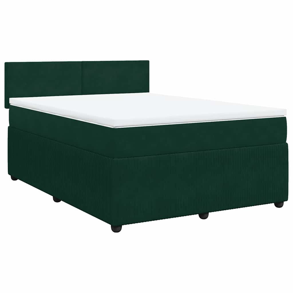 Κρεβάτι Boxspring με Στρώμα Σκούρο Πράσινο 140x190εκ. Βελούδινο - Pakobazaar