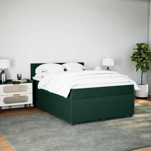Κρεβάτι Boxspring με Στρώμα Σκούρο Πράσινο 140x190εκ. Βελούδινο - Pakobazaar
