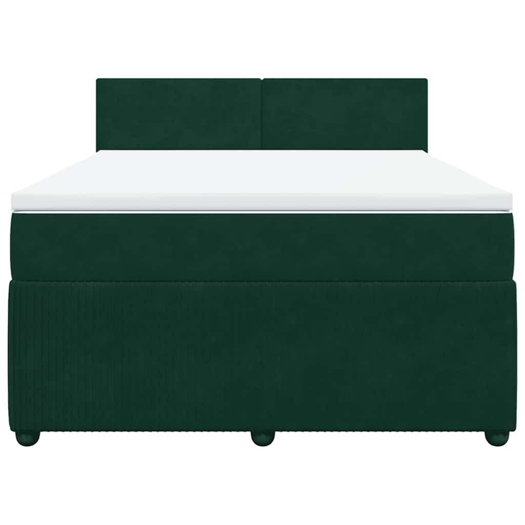 Κρεβάτι Boxspring με Στρώμα Σκούρο Πράσινο 140x190εκ. Βελούδινο - Pakobazaar