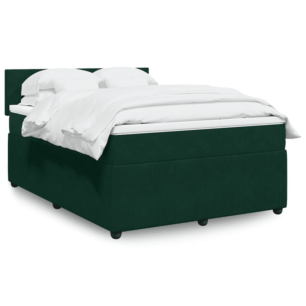 Κρεβάτι Boxspring με Στρώμα Σκούρο Πράσινο 140x190εκ. Βελούδινο - Pakobazaar