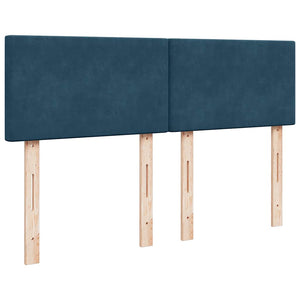 Κρεβάτι Boxspring με Στρώμα Μπλε 140x190 εκ. Βελούδινο - Pakobazaar