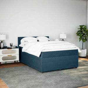 Κρεβάτι Boxspring με Στρώμα Μπλε 140x190 εκ. Βελούδινο - Pakobazaar