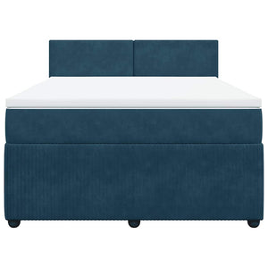 Κρεβάτι Boxspring με Στρώμα Μπλε 140x190 εκ. Βελούδινο - Pakobazaar