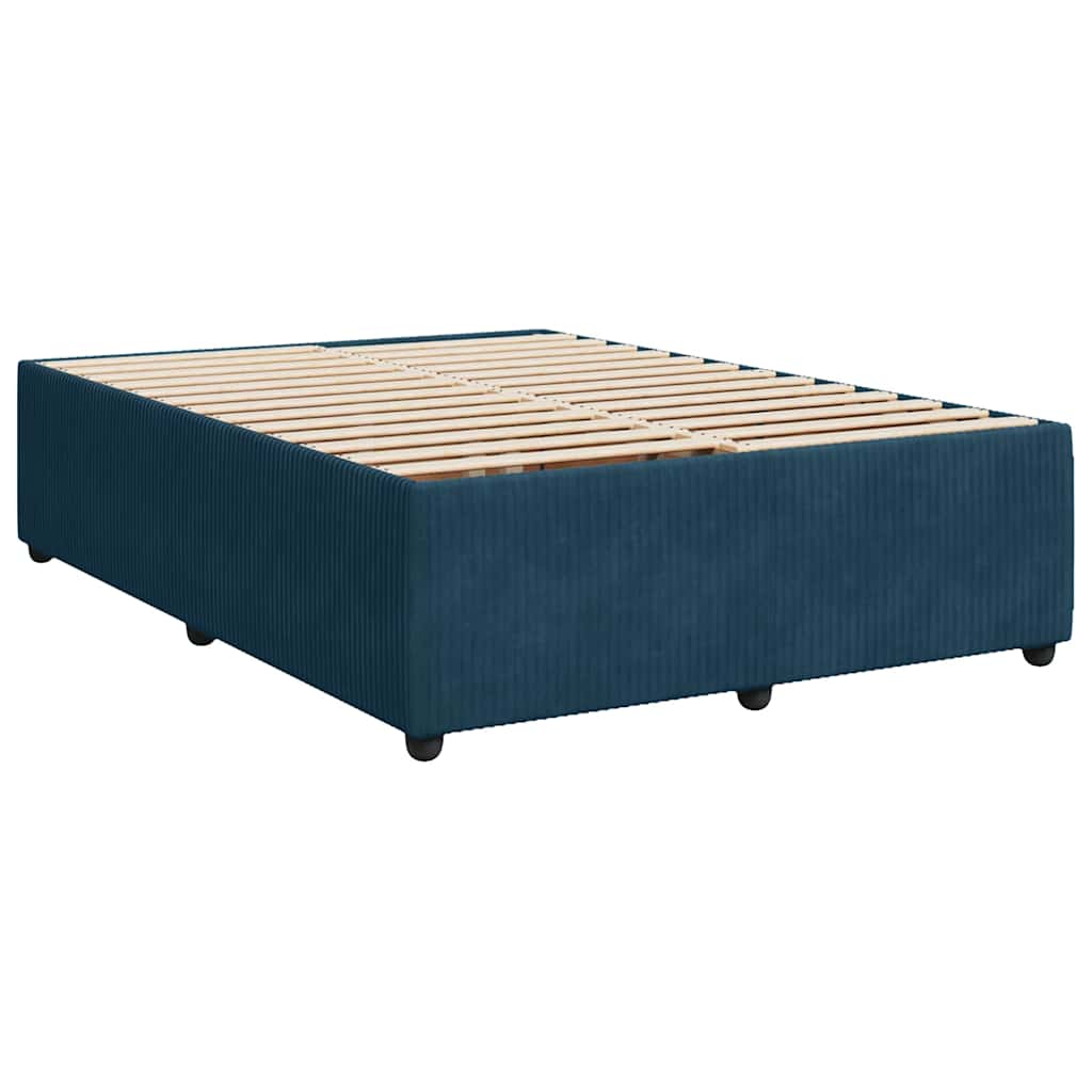 Κρεβάτι Boxspring με Στρώμα Μπλε 140x190 εκ. Βελούδινο - Pakobazaar