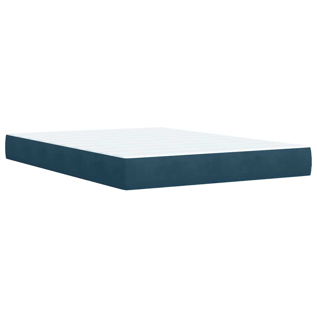Κρεβάτι Boxspring με Στρώμα Μπλε 140x190 εκ. Βελούδινο - Pakobazaar