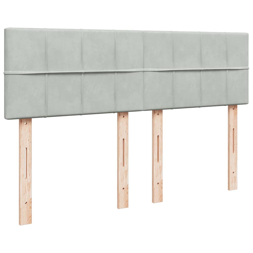 Κρεβάτι Boxspring με Στρώμα Ανοιχτό Γκρι 140x190 εκ. Βελούδινο - Pakobazaar