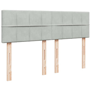 Κρεβάτι Boxspring με Στρώμα Ανοιχτό Γκρι 140x190 εκ. Βελούδινο - Pakobazaar