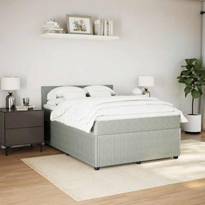 Κρεβάτι Boxspring με Στρώμα Ανοιχτό Γκρι 140x190 εκ. Βελούδινο - Pakobazaar