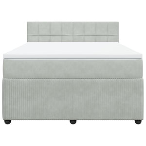 Κρεβάτι Boxspring με Στρώμα Ανοιχτό Γκρι 140x190 εκ. Βελούδινο - Pakobazaar