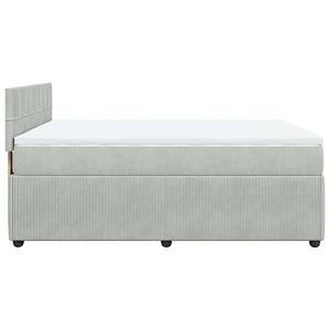 Κρεβάτι Boxspring με Στρώμα Ανοιχτό Γκρι 140x190 εκ. Βελούδινο - Pakobazaar