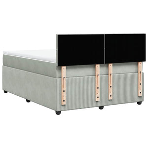 Κρεβάτι Boxspring με Στρώμα Ανοιχτό Γκρι 140x190 εκ. Βελούδινο - Pakobazaar