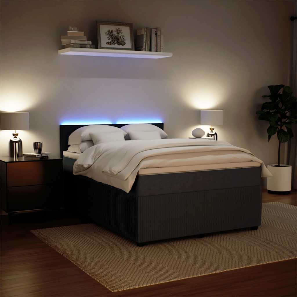 Κρεβάτι Boxspring με Στρώμα Σκούρο Γκρι 140x190 εκ. Βελούδινο