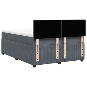 Κρεβάτι Boxspring με Στρώμα Σκούρο Γκρι 140x190 εκ. Βελούδινο