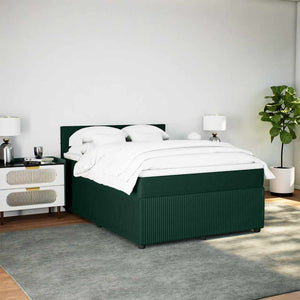 Κρεβάτι Boxspring με Στρώμα Σκούρο Πράσινο 140x190εκ. Βελούδινο - Pakobazaar