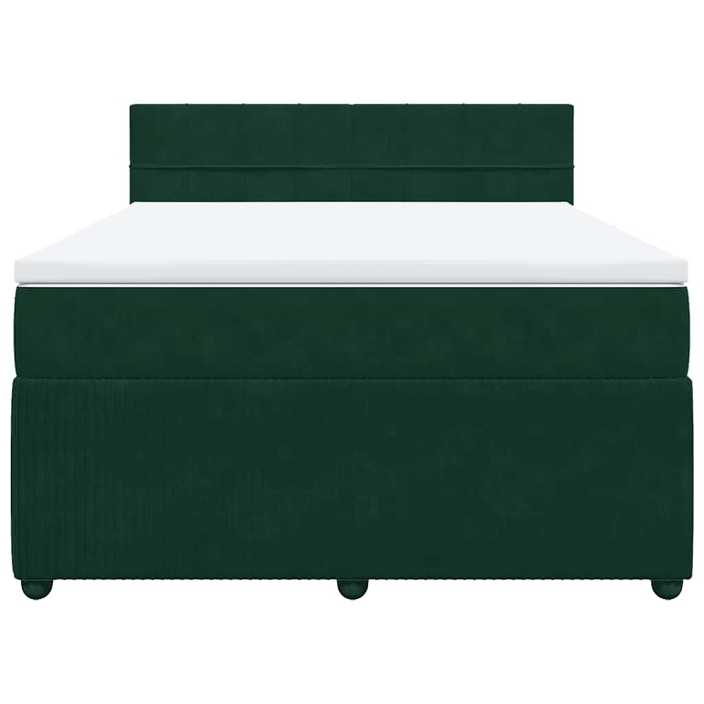 Κρεβάτι Boxspring με Στρώμα Σκούρο Πράσινο 140x190εκ. Βελούδινο - Pakobazaar