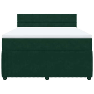 Κρεβάτι Boxspring με Στρώμα Σκούρο Πράσινο 140x190εκ. Βελούδινο - Pakobazaar