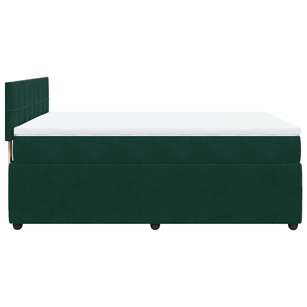 Κρεβάτι Boxspring με Στρώμα Σκούρο Πράσινο 140x190εκ. Βελούδινο - Pakobazaar