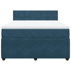 Κρεβάτι Boxspring με Στρώμα Μπλε 140x190 εκ. Βελούδινο - Pakobazaar