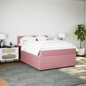 Κρεβάτι Boxspring με Στρώμα Ροζ 140x190 εκ. Βελούδινο - Pakobazaar