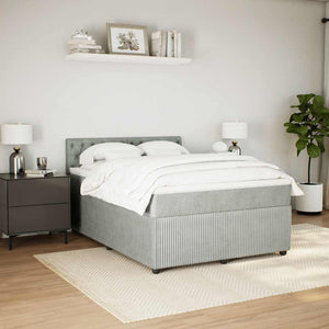 Κρεβάτι Boxspring με Στρώμα Ανοιχτό Γκρι 140x190 εκ. Βελούδινο - Pakobazaar