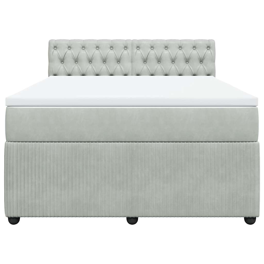 Κρεβάτι Boxspring με Στρώμα Ανοιχτό Γκρι 140x190 εκ. Βελούδινο - Pakobazaar