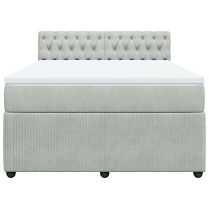 Κρεβάτι Boxspring με Στρώμα Ανοιχτό Γκρι 140x190 εκ. Βελούδινο - Pakobazaar