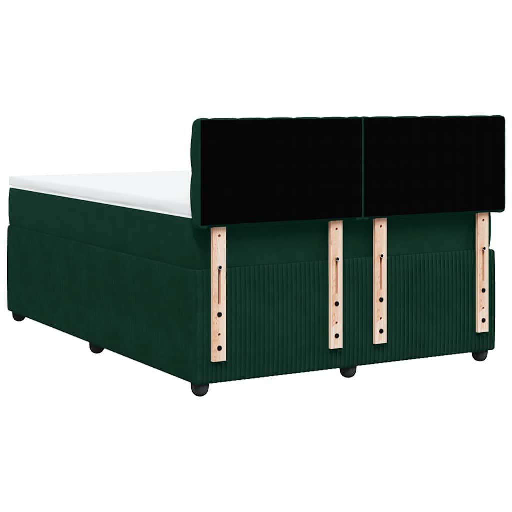 Κρεβάτι Boxspring με Στρώμα Σκούρο Πράσινο 140x190εκ. Βελούδινο - Pakobazaar
