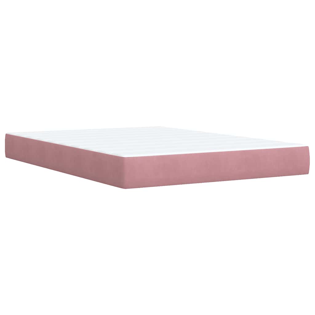 Κρεβάτι Boxspring με Στρώμα Ροζ 140x190 εκ. Βελούδινο - Pakobazaar