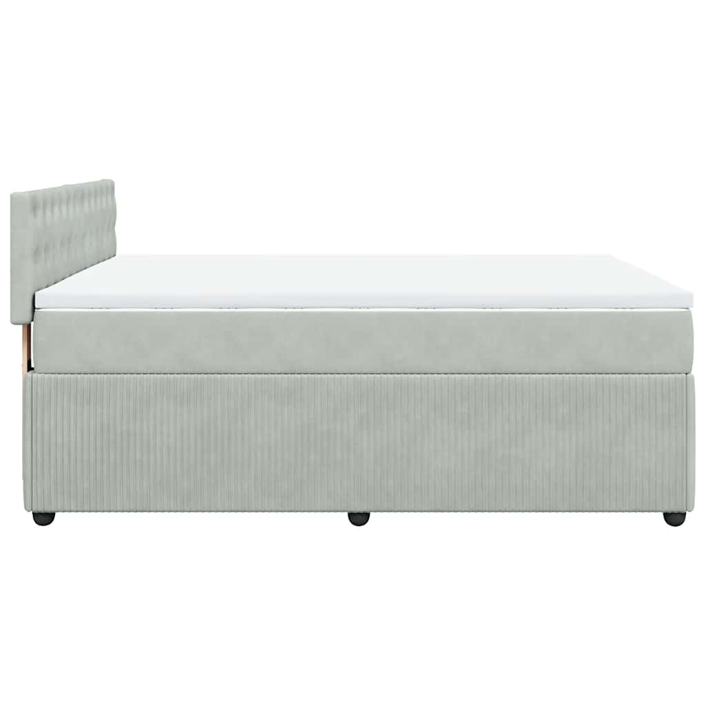Κρεβάτι Boxspring με Στρώμα Ανοιχτό Γκρι 140x190 εκ. Βελούδινο - Pakobazaar