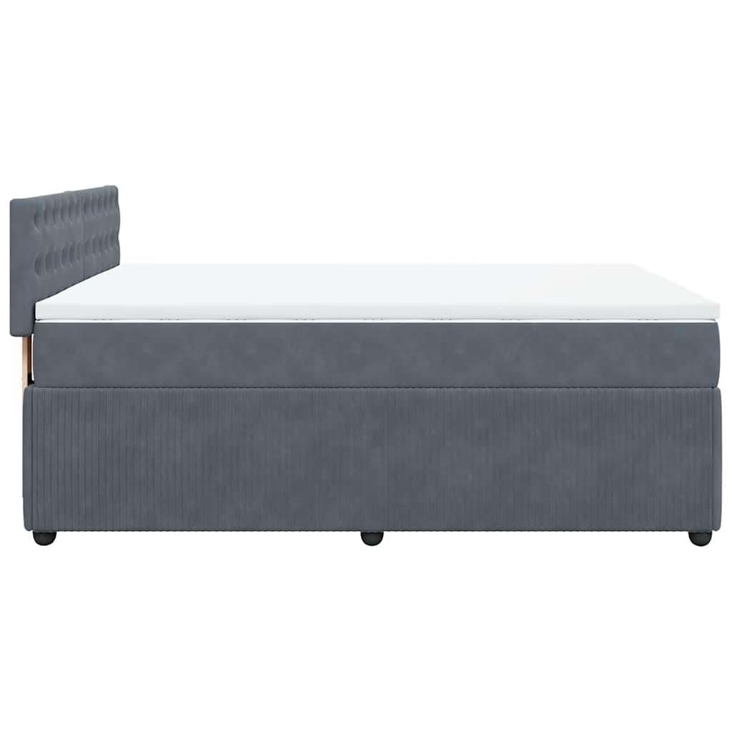 Κρεβάτι Boxspring με Στρώμα Σκούρο Γκρι 140x190 εκ. Βελούδινο