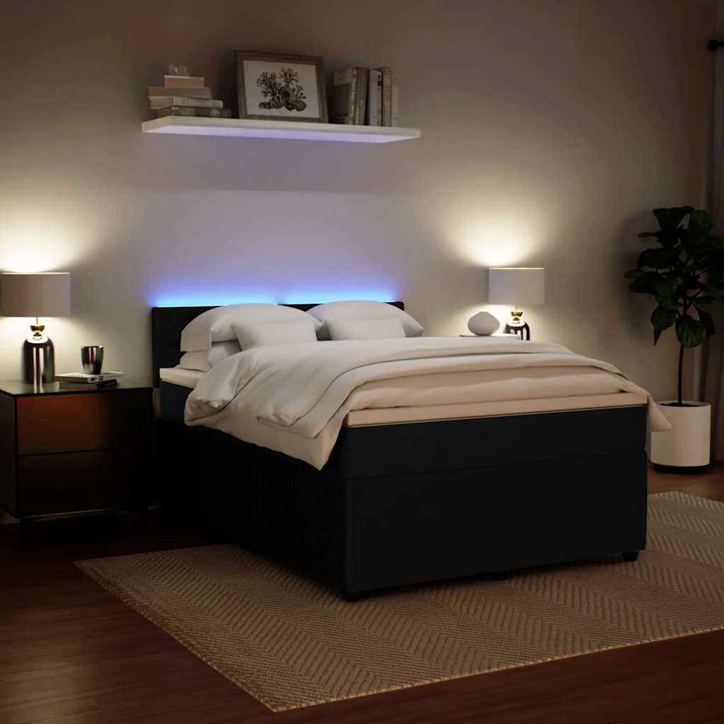 Κρεβάτι Boxspring με Στρώμα Μαύρο 140x190 εκ. Βελούδινο - Pakobazaar