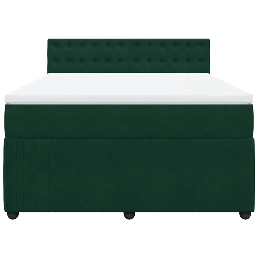 Κρεβάτι Boxspring με Στρώμα Σκούρο Πράσινο 140x190εκ. Βελούδινο - Pakobazaar